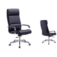 Chaise de bureau de direction moderne à dossier haut avec fonction pivotante et revêtement en cuir synthétique PU