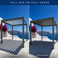 Pergola bioclimatique en aluminium avec toit à lames orientables, télécommande, système de jardinage étanche, ombrage pour terrasse arrière-cour