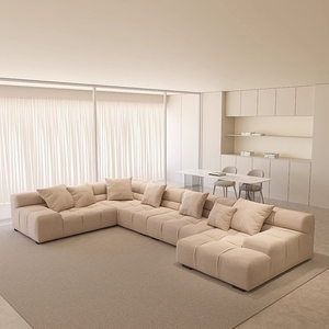 Ensemble de canapé modulaire moderne et polyvalent avec coussins en peluche en tissu semblable à du lin pour les salons de la maison Salon Canapé de chambre d'appartement - Product Image 3