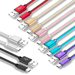用于开关Lite USB C编织尼龙电缆3英尺长条C型充电数据线