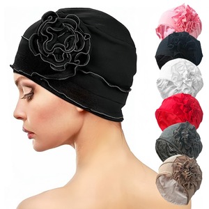 NOUVEAU Turban <span class=keywords><strong>Chimio</strong></span> en Coton Uni Respirant et Doux avec Élastique pour Femmes Souffrant de Perte de Cheveux - Product Image 5