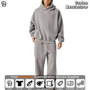Custom oversized gewassen hoodie tracksuit heren casual losse tweedelige set sweatshirt joggingbroek streetwear herfst winter sweatsuit - Product Image 2