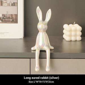 European Long Earrs Rabbit Bear Sculpture Art Decoration Minimalist Design Exhibition Hall Wine <b>Cabinet</b> Handicraft Ornament - Product Image 5