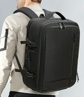 Sac à dos extensible pour ordinateur portable, approuvé par les compagnies aériennes, léger en PU, bagage à main avec compartiment à chaussures pour les voyages d'affaires