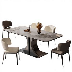 <span class=keywords><strong>Mesa</strong></span> de Comedor Rectangular de Estilo Italiano Moderno, de Lujo Ligero, <span class=keywords><strong>con</strong></span> Superficie de Piedra Artificial y Estructura Metálica, para Apartamentos Pequeños, Novedad 2025 - Product Image 1