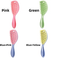 Brosse à cheveux ventilée à long manche, peigne à dents larges pour massage du cuir chevelu avec poignée confortable, utilisation humide ou sèche, brosse à shampoing