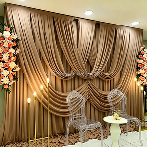 Rideau de fond de scène anti-plis pour mariage, couleur <span class=keywords><strong>bordeaux</strong></span>, draperies à <span class=keywords><strong>double</strong></span> couche, décoration de mariage - Product Image 3