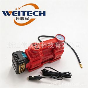 Weitech Dual Cylinder Tire Inflator 12V Lithium <b>Battery</b> Car Air <b>Pump</b> With Pointer Gauge For Compact Car Motorcycle - Product Image 4
