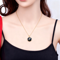 Collier en émail noir avec 26 lettres en or, pendentif personnalisé avec initiale, bijoux