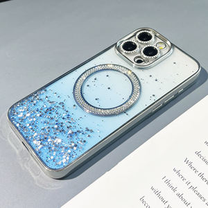 Luxe Sans Fil Charge Transparent Magnétique Pare-chocs Paillettes Téléphone étui pour iphone 16 15 14 13 <span class=keywords><strong>12</strong></span> 11 Pro Max 16 Plus - Product Image 4