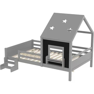 Cama Infantil con Diseño de Estrella, Ventana en el Techo, para Niños y Niñas Adolescentes, de Madera Maciza, Escaleras Bajas, Librería y <span class=keywords><strong>Pizarra</strong></span> - Product Image 3