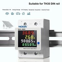 DC Din Rail Meteran Daya Multi-Fungsi Fase Tunggal Tampilan Digital Monitor Tegangan Arus Energi 100A Maks untuk Sistem PV Surya