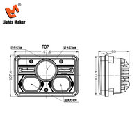 Faro LED Rectangular de 6.5 Pulgadas para Excavadora de Construcción con DRL H4, Luz Alta y Baja, Impermeable IP67, 6000LM, Modelo YW-5992