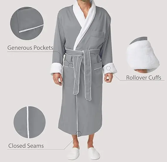 100%Polyester Peach Skin Microfiber Plush Fleece winter softer Bathrobes Durable Luxury Spa, Resort & Hotel Bathrobe