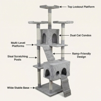 Arbre à chat moderne, écologique et durable en velours doux, avec poteaux à gratter en sisal naturel, multi-niveaux et en peluche pour