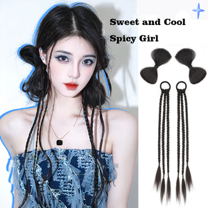 Vente en gros queue de cheval sans colle boxe <span class=keywords><strong>perle</strong></span> tressée queue de cheval extensions de cheveux pour femmes perruques synthétiques tressage cheveux extensions de cheveux - Product Image 2