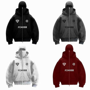 Sudadera Holgada con Doble Capucha de Fibra de Poliéster con Forro Polar, Diseño Único con Estampado de Corazón, Marca de Moda Transfronteriza - Product Image 1