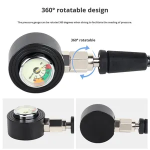 เกจวัดแรงดันตกค้างสำหรับดำน้ำ DIDEEP สายถักคาร์บอนไฟเบอร์ ใช้ได้กับเรกกูเลเตอร์ BCD ท่อแรงดันสูง - ปรับแต่งได้ - Product Image 2