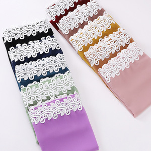Vente en gros de nouvelles écharpes bon marché en dentelle à la mode pour femmes malaisiennes en mousseline de soie perlée - Product Image 3