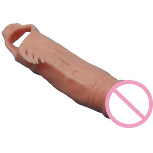Préservatifs féminins en silicone avec vibromasseur pour hommes, réutilisables, lavables, avec extension du pénis par vibration magique - Product Image 3