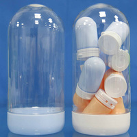 Emballage cosmétique en forme de capsule, contenants en plastique PET transparent givré de 350 ml et 450 ml pour flacons de masque facial miniatures de 5 g et 10 g