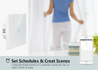4 Gang Tuya Smart Home EU UK Panel Kaca Temper Tuya Saklar Dinding Sentuh Listrik Wifi Smart Switch