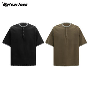 Camiseta de Diseño Vintage de Alta Calidad, 230 Gramos, para Hombre, Venta al Por Mayor, Personalizable, Verano, Transpirable, Cuello con Botones, Tejida - Product Image 1