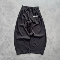Pantalon de costume ample et plissé en coton personnalisé pour homme, style streetwear, coupe large, avec rayures et fermoir de pompier