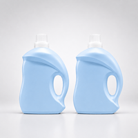 Grande bouteille de détergent à lessive en HDPE bleu de 3 L (100 oz) avec poignée ergonomique et bouchon doseur à bec verseur de précision