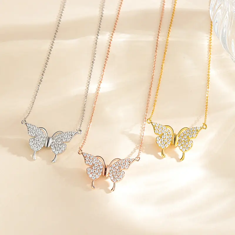 Collana magnetica combinata di alta gioielleria in argento 925 con ciondolo a farfalla di qualità 925 in argento Sterling collane a farfalla da donna