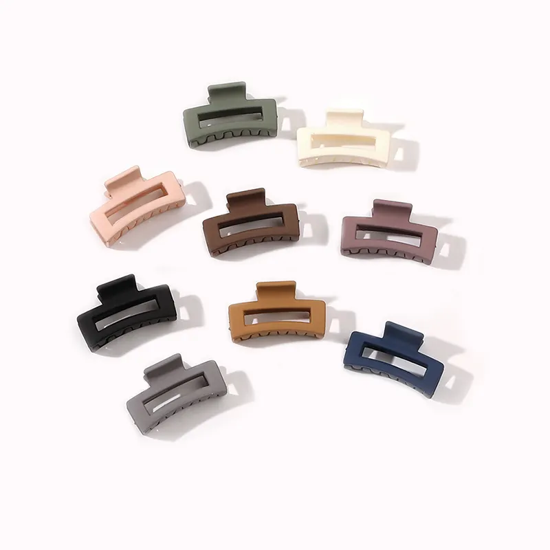Korean women matte plastic 4.5cm hair claw girls trendy frosted small claw clips Morandi color square claw hair clip