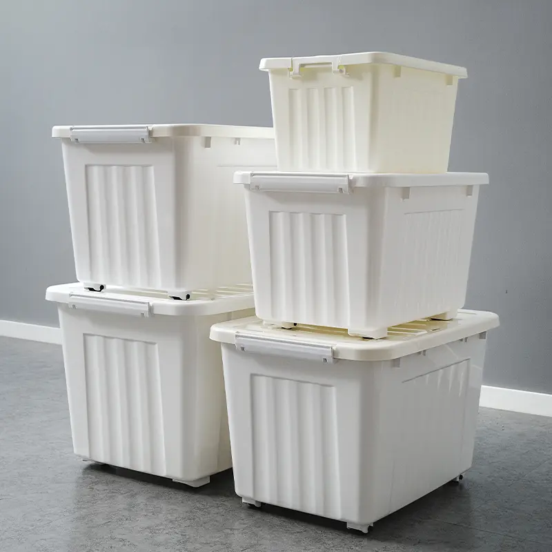 Plastik-Spächelbox auf Rädern, Kunststoff-Werkzeugbox mit Deckel Spielzeug-Organisator stapelbare Kunststoffbox für den Haushalt