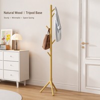 Porte-manteau sur pied en bois de hêtre, design branche d'arbre, gain de place, avec 8 crochets, pour entrée, chambre, bureau, bureau renforcé