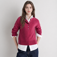 Pull en cachemire 100% à fleurs 3D pour femmes, col rond, automne, blanc rose, OEM personnalisé, 10 pièces