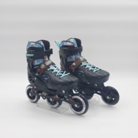Patins à roulettes à 3 roues réglables avec grandes roues, coque en PP + dessus en velours + maille, châssis en aluminium, grandes roues en PU de 90/100 mm, roulements ABEC-7
