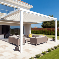 Pérgola Bioclimática Personalizable y Ajustable para Exteriores, con Techo de Láminas Impermeable, Plegable, de Aluminio con Luz