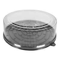 Conteneur à gâteau rond en plastique PET de 10 pouces, jetable, transparent, avec base noire, pour emballage alimentaire, transport et présentation de gâteaux chiffon
