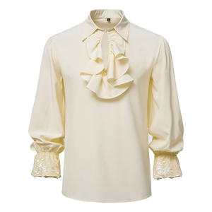 Chemise de <span class=keywords><strong>pirate</strong></span> blanche à volants pour homme, style vintage Renaissance victorien steampunk, costume de vampire, <span class=keywords><strong>chemisier</strong></span> pour fête d'Halloween, cosplay - Product Image 2
