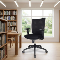 Chaise de bureau ergonomique en maille avec accoudoirs réglables, support lombaire pivotant, design moderne, noir, pour la maison et le bureau