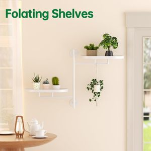 Rotating window <b>shelf</b> for various indoor plants, 2-tier metal corner white plant support, floating wall <b>shelf</b>. - Product Image 4