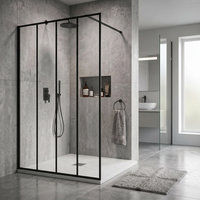 Cabine de douche à l'italienne avec paroi fixe en verre transparent de 10 mm, design sans cadre, pour salle de bain ouverte
