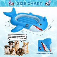 Piscine gonflable pour chien, radeau pour chien avec corde, design amusant en forme de requin 3D, tapis flottant pour piscine d'été, jouets de piscine