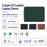 Housse pour ordinateur portable en cuir PU avec logo personnalisé, imperméable, portable, durable, avec fermeture éclair, sac pour ordinateur portable