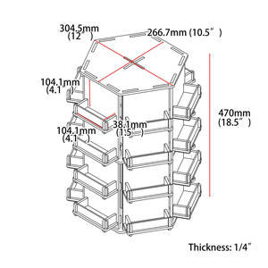Laser cắt tập tin cho 4 Coaster hoặc sticker xoay hiển thị đứng 6 Mặt 24 túi xoay bán lẻ Rack hiển thị - Product Image 6