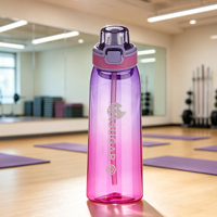 Bouteille en plastique Tritan+PP sans BPA de qualité alimentaire avec logo personnalisé, options de parfum, emballage en carton, design de couvercle rebondissant pour la randonnée, le camping et la salle de sport
