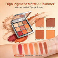 Palette de fards à paupières 9 couleurs, haute pigmentation, longue tenue, imperméable, 500 pièces, étiquette privée, logo personnalisé