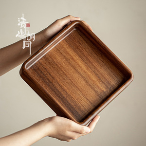 Plateau carré en bois de noyer Qingshan <span class=keywords><strong>Hutong</strong></span>, plateau à fruits en bois massif, plateau à collations de style chinois pour le salon - Product Image 1