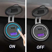 Chargeur rapide QC3.0 12V-24V avec USB-C PD à montage sur panneau pour camping-car, VTT, voiture, bateau