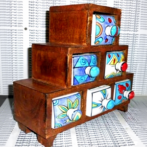 Boîte de rangement écologique en céramique et en bois pour épices/bijoux - Product Image 1