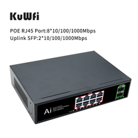 8 + 2 1000Mbps KuWFi Poe Extender 20G commutateur duplex complet non géré 10 ports commutateur Poe Gigabit complet pour routeur utilisation ap sans fil